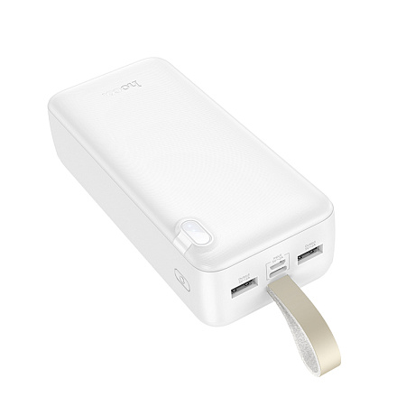 Универсальный Доп. Аккумулятор 30000mAh, J128B, HOCO, выход: 2 USB (5V/2A), белый