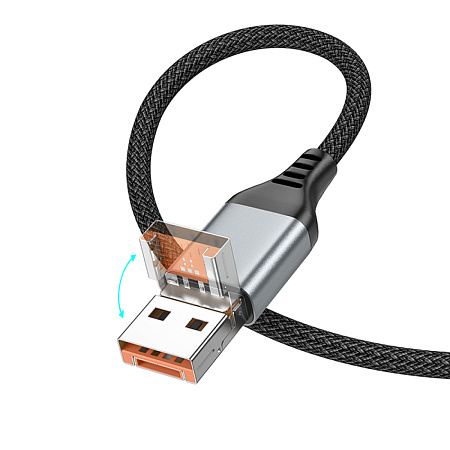 Кабель Lightning to Type-C (PD)/USB-A, 27W, 2 в 1, HOCO, U128, 1.2м, черный