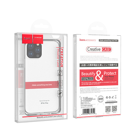 Чехол силиконовый для iPhone 16 Pro, Light series TPU, HOCO, прозрачный
