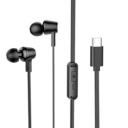 Проводные наушники M86, Type-C, Ocean universal digital earphones, HOCO, вакуумные с микрофоном, черные
