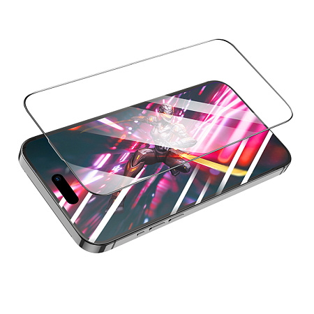 Защитное стекло для iPhone 16 Pro Max, A34, HOCO, 9D large arc dustproof glass, черное