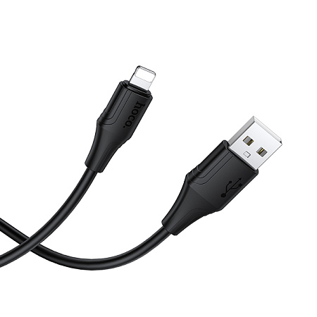USB дата кабель Lightning, HOCO, X124, 1 метр, ток до 2.4A, цвет черный