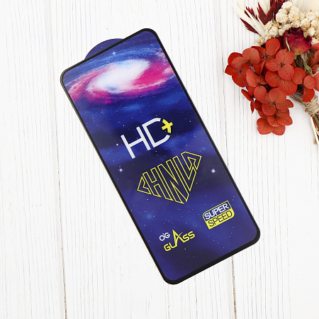 Защитное стекло на TECNO Spark 30C, HD, прозрачное с черной рамкой, X-CASE