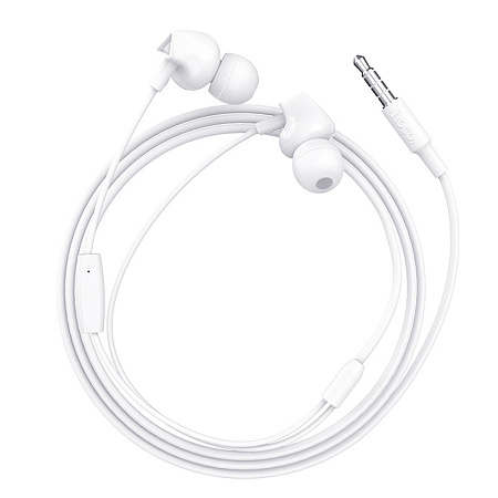 Проводные наушники M60 Perfect sound universal earphones with mic, hoco, белые