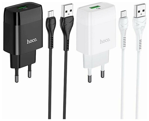 Сетевое зарядное устройство, 1 USB 3.0A (C72Q), HOCO, Micro, черный