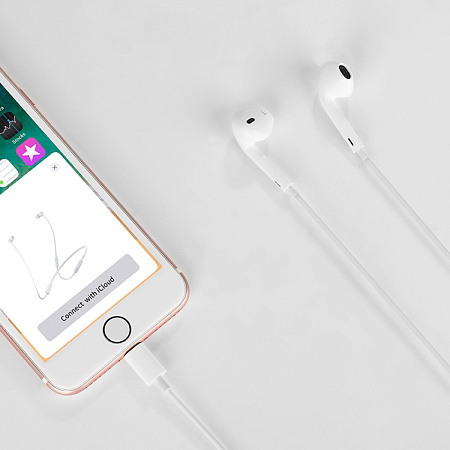 Проводные наушники L7 Plus, Lightning, HOCO, белые