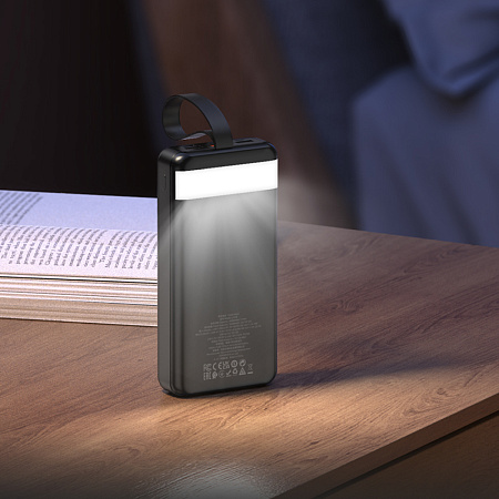 Универсальный Доп. Аккумулятор 30000mAh, J123B, HOCO, выход: 1 USB-A 22.5W, 1 PD 20W, с дисплеем, черный