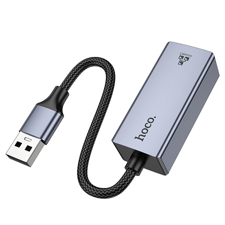 USB интернет адаптер , сетевой стандарт: 10/100/1000Mbps, UA37, HOCO, серый