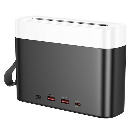 Универсальный Доп. Аккумулятор 50000mAh, J94A, HOCO, выход: 2 USB (22.5W)+1 PD (20W), с фонариком и дисплеем,  черный