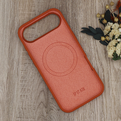 Чехол-накладка для iPhone 17 Air, Silicon Case, магнитный (MagSafe), с дизайном, без лого, X-CASE, оранжевый