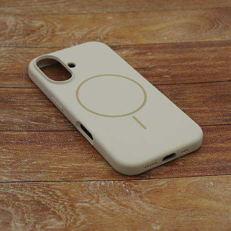 Чехол-накладка для iPhone 16, Silicon Case, магнитный (MagSafe), без лого, X-CASE, бежевый