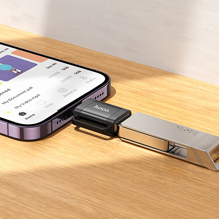 Переходник OTG Lightning на USB, UA31A, HOCO, черный
