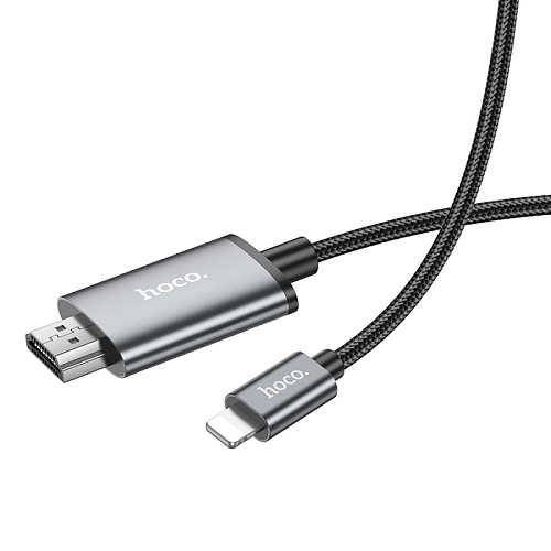 HDMI кабель на Lightning, UA27, HOCO, 2м, металлический серый
