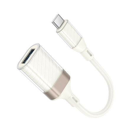 Переходник OTG Type-C, Type-C (папа) на USB 3.0 (мама), UA39A, HOCO, белый