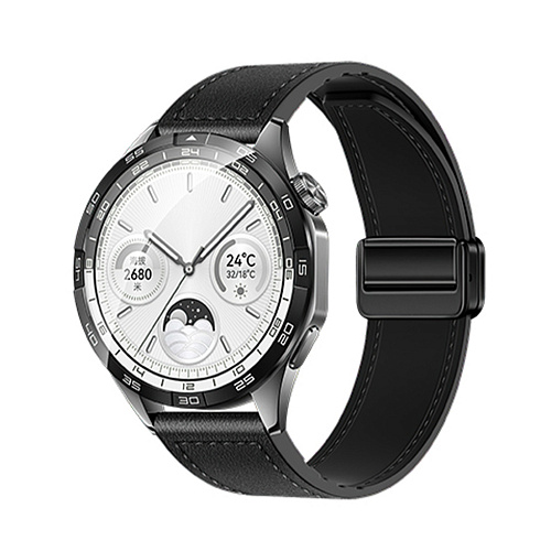 Ремешок на руку универсальный для умных часов 22мм, HOCO, WH18, кожа с силиконом, черный