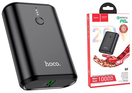 Универсальный Доп. Аккумулятор 10000mAh, Q3, HOCO, 1 PD 20W, черный