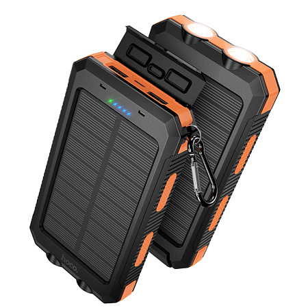 Универсальный Доп. Аккумулятор 8000mAh, J164, HOCO, 2USB (5V/2A) c фонариком, черный