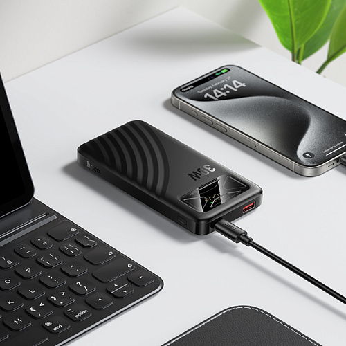 Универсальный Доп. Аккумулятор 10000mAh, Q42, HOCO, 1 PD 30W+1 USB 22.5W, ультра тонкий, черный