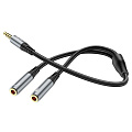 AUX переходник c 1 (3,5 мм) на 2 Jack , (1 папа на 2 мамы) UPA21, HOCO, черный