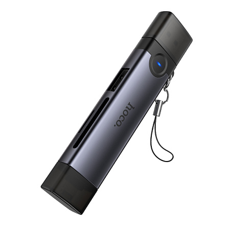 Картридер 3 в 1, USB/IP на SD/TF3.0+USB 2.0, HB56A, HOCO, серый
