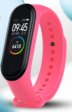 Ремешок на руку для Mi band 5/6/7, силиконовый, розовый