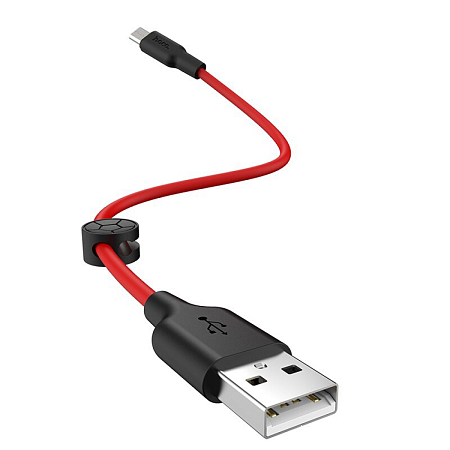 USB Кабель Micro, HOCO, X21 Plus, 0.25м, силиконовый, черно-красный