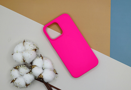 Чехол-накладка для iPhone 14 Pro Max, Silicon Case, без лого, ярко-розовый