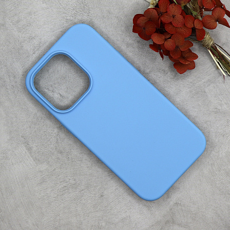 Чехол-накладка для iPhone 14 Pro Max, Silicon Case, без лого, голубой