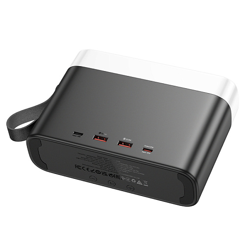 Универсальный Доп. Аккумулятор 50000mAh, J94A, HOCO, выход: 2 USB (22.5W)+1 PD (20W), с фонариком и дисплеем,  черный