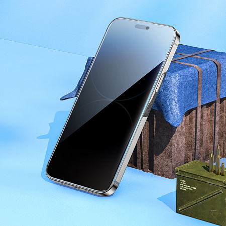Защитное стекло для iPhone 14 Pro Max, A777 Plus, HOCO, антишпионское, черное