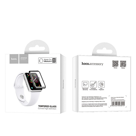 Защитное стекло на Apple Watch, HOCO, 40mm, 3D, черное