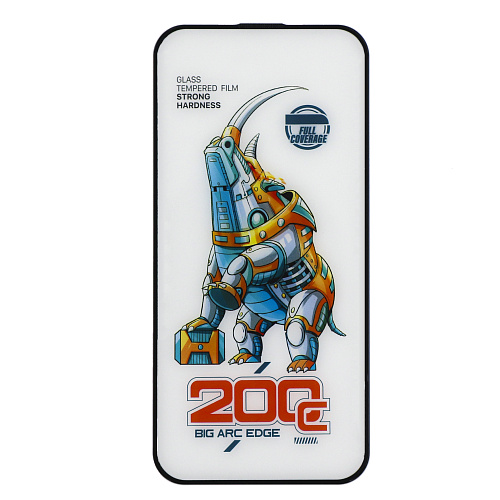 Защитное стекло на iPhone 14 Pro (6.1), носорог, с сеточкой для динамика, черное, X-CASE