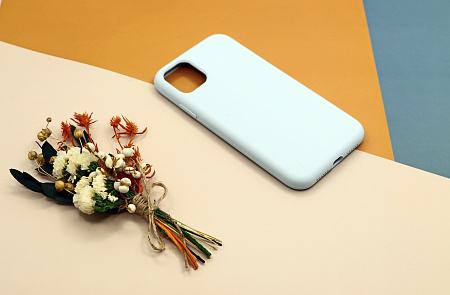 Чехол - накладка для iPhone 11, Silicon Case, без лого, небесно-голубой