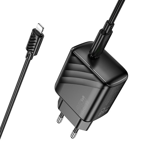 Сетевое зарядное устройство, 1 PD 25W (CS24A), HOCO, Type-C to Lightning, черный