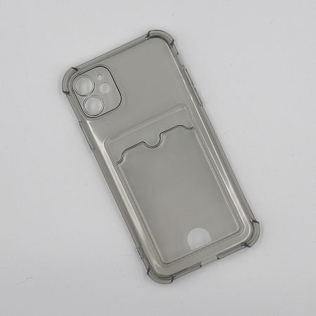Чехол силиконовый для iPhone 11 (6.1), с карманом для карты, с защитой камеры, X-CASE, затемненный