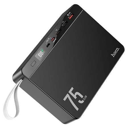 Универсальный Доп. Аккумулятор 75000mAh, J94, HOCO, выход: 2 USB+1 PD 20W, черный