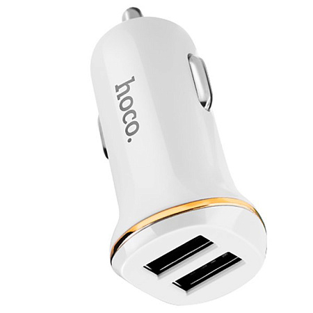 Автомобильное зарядное устройство, 2 USB 2.1A (Z1), usb cable micro, HOCO, белый