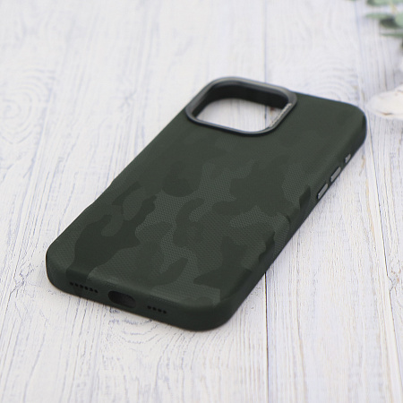 Чехол-накладка для iPhone 16 Pro Max, камуфляж, магнитный (MagSafe), без лого, X-CASE, зеленый