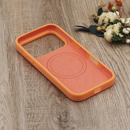 Чехол-накладка для iPhone 17 Pro Max, Silicon Case, магнитный (MagSafe), без лого, X-CASE, оранжевый