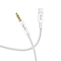 AUX Audio кабель 3,5 мм на Lightning, UPA19, HOCO, серебряный
