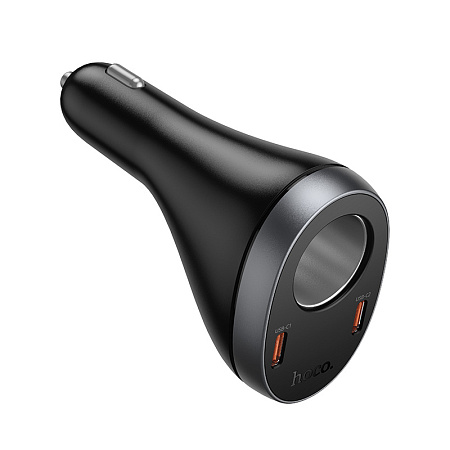 Разветвитель прикуривателя на 2 PD 60W +1 USB +1 прикуриватель, Z61A, с дисплеем, черный