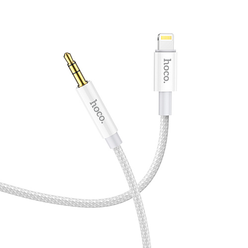 AUX Audio кабель 3,5 мм на Lightning, UPA19, HOCO, серебряный