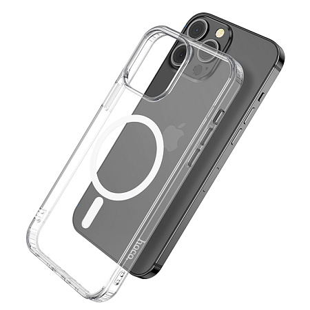Чехол силиконовый для iPhone 14 Pro Max, Магнитный (Magsafe), HOCO, прозрачный
