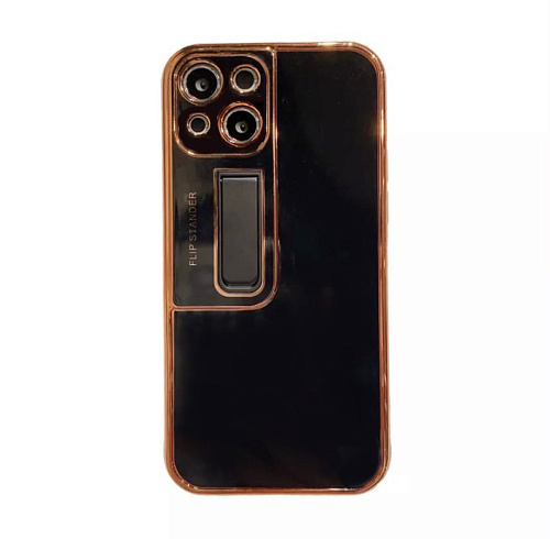 Чехол силиконовый для iPhone 13 (6.1), глянцевый с подставкой, X-CASE, черный