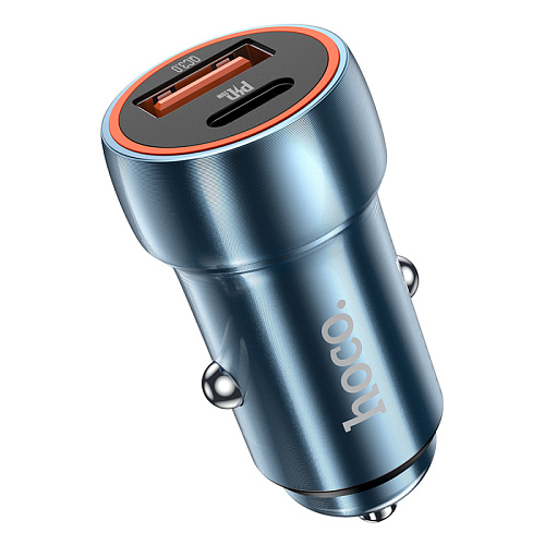 Автомобильное зарядное устройство, 1 USB QC3.0+1 PD 20W (Z46A), HOCO, синий