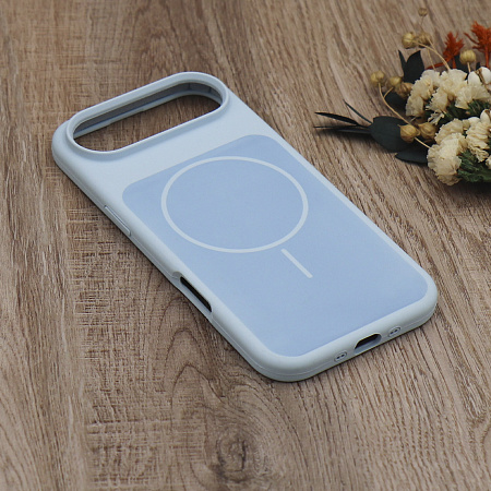 Чехол-накладка для iPhone 17 Air, Silicon Case, магнитный (MagSafe), с дизайном, без лого, X-CASE, светло-голубой