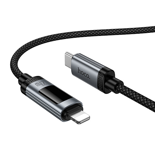 Кабель Lightning to Type-C (PD), HOCO, U148, 1.2 метра, PD 27W, с дисплеем, цвет черный