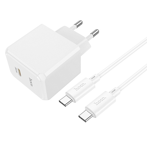 Сетевое зарядное устройство, 1 PD 20W (CS13A), HOCO, Type-C to Type-C, белый