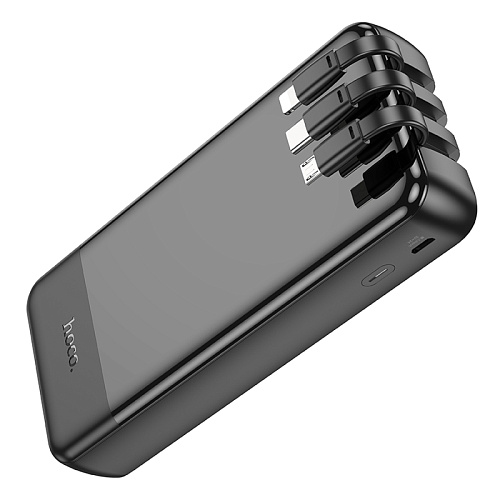 Универсальный Доп. Аккумулятор 20000mAh, J114A, HOCO, 1 USB (5V/2.0A), кабель Lightning/Type-C/Micro, черный