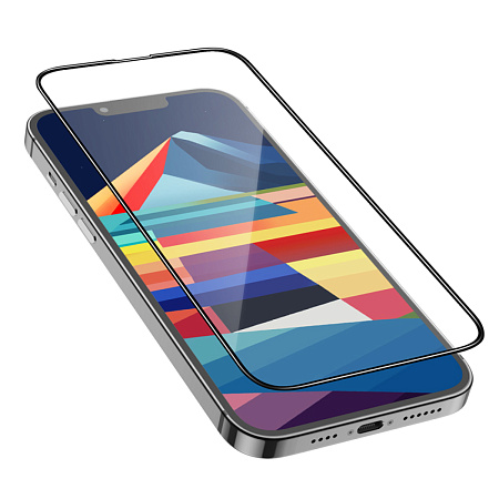 Защитное стекло для iPhone 15/16, A12 Plus, HOCO, Nano 3D, черное